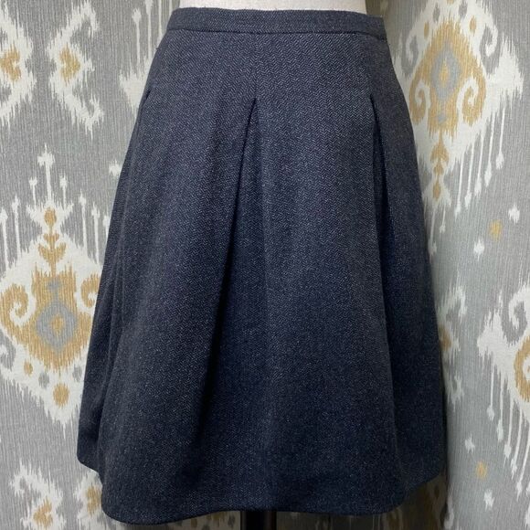 Ralph Lauren Charcoal Grey Camelhair Wool Blend Herringbone Tweed Pouf Skirt - Picture 6 of 16